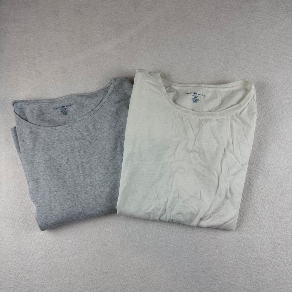 Brandy Melville Womens Long Sleeve Cotton Tops Lot of 2 Gray White Made in Italy